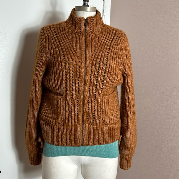 & other stories zip cardigan brown chunky size US small - Picture 5 of 16